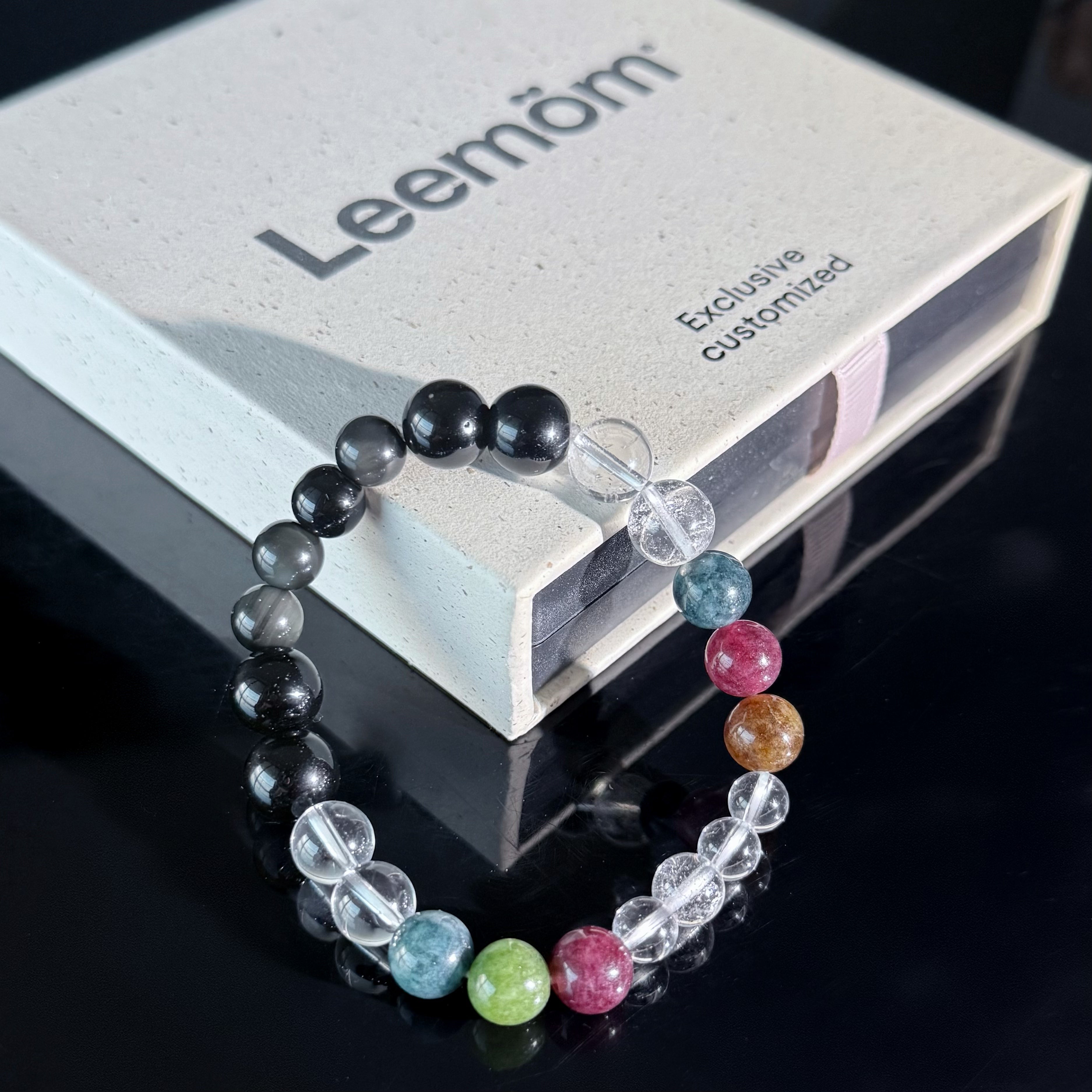 Black Obsidian & Clear Quartz Chakra Bracelet – Protection & Emotional Balance Crystal Bracelet
