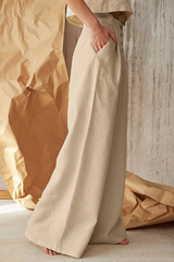 Casual Solid Patchwork Loose Mid Waist Wide Leg Solid Color Bottoms