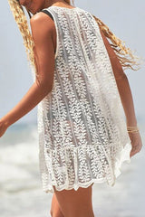 Vacation Solid Hollowed Out Swimwears Cover Up