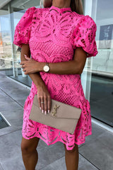 Elegant Solid Hollowed Out Half A Turtleneck Princess Dresses(4 Colors)