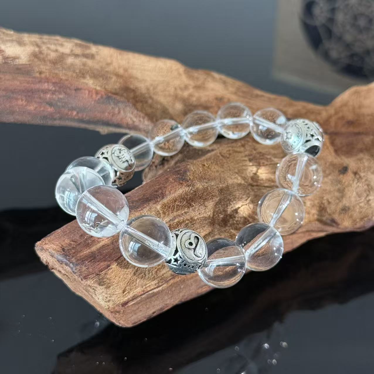 Pure Light Clear Quartz Zodiac Bracelet | Handmade Crystal Jewelry for Positive Vibes