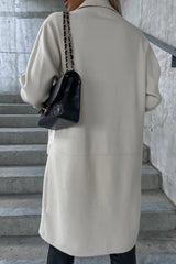 Elegant Solid Pocket Turndown Collar Outerwear(4 Colors)