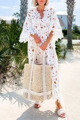 Vacation Solid Hollowed Out Swimwears Cover Up