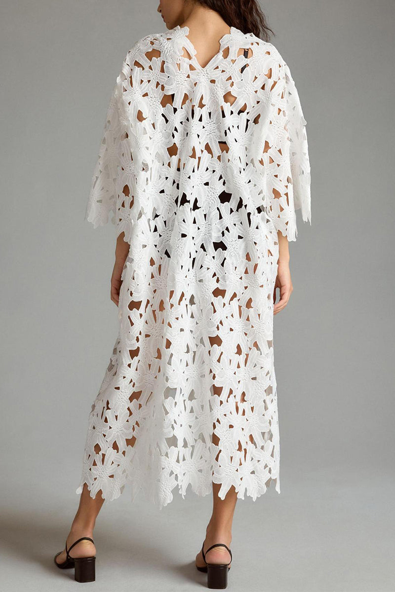 Vacation Solid Hollowed Out Swimwears Cover Up