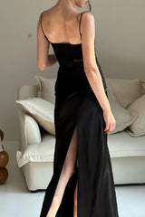 Solid Backless Square Collar Sling Dress Dresses