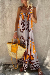 Vacation Geometric Printing U Neck Printed Dress Dresses