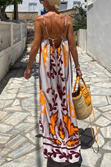 Vacation Geometric Printing U Neck Printed Dress Dresses