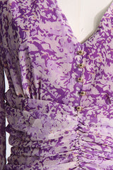 Sweet Elegant Floral Fold V Neck Printed Dress Dresses