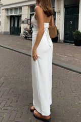Celebrities Solid Backless Halter Sleeveless Two Pieces