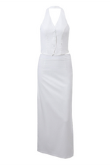 Celebrities Solid Backless Halter Sleeveless Two Pieces