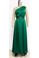 Solid Backless Oblique Collar Waist Skirt Dresses(5 Colors)