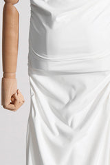 Formal Solid Fold Off the Shoulder Evening Dress Dresses