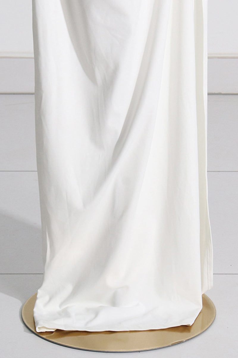 Formal Solid Fold Off the Shoulder Evening Dress Dresses