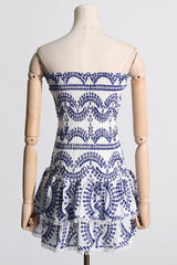 Color Block Patchwork Flounce Strapless Sleeveless Dress Dresses
