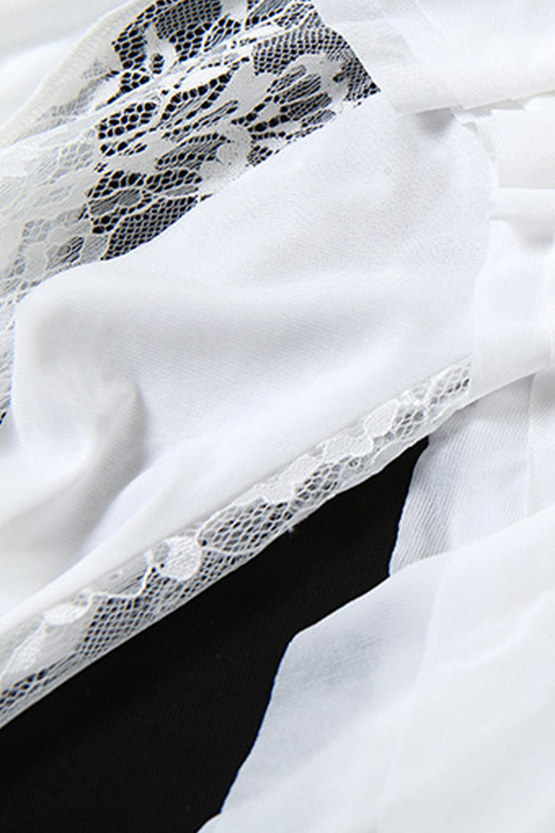 Solid Lace Strapless Irregular Dress Dresses