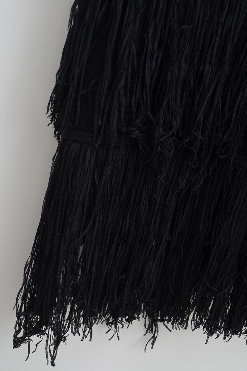 Solid Tassel Backless U Neck Sling Dresses