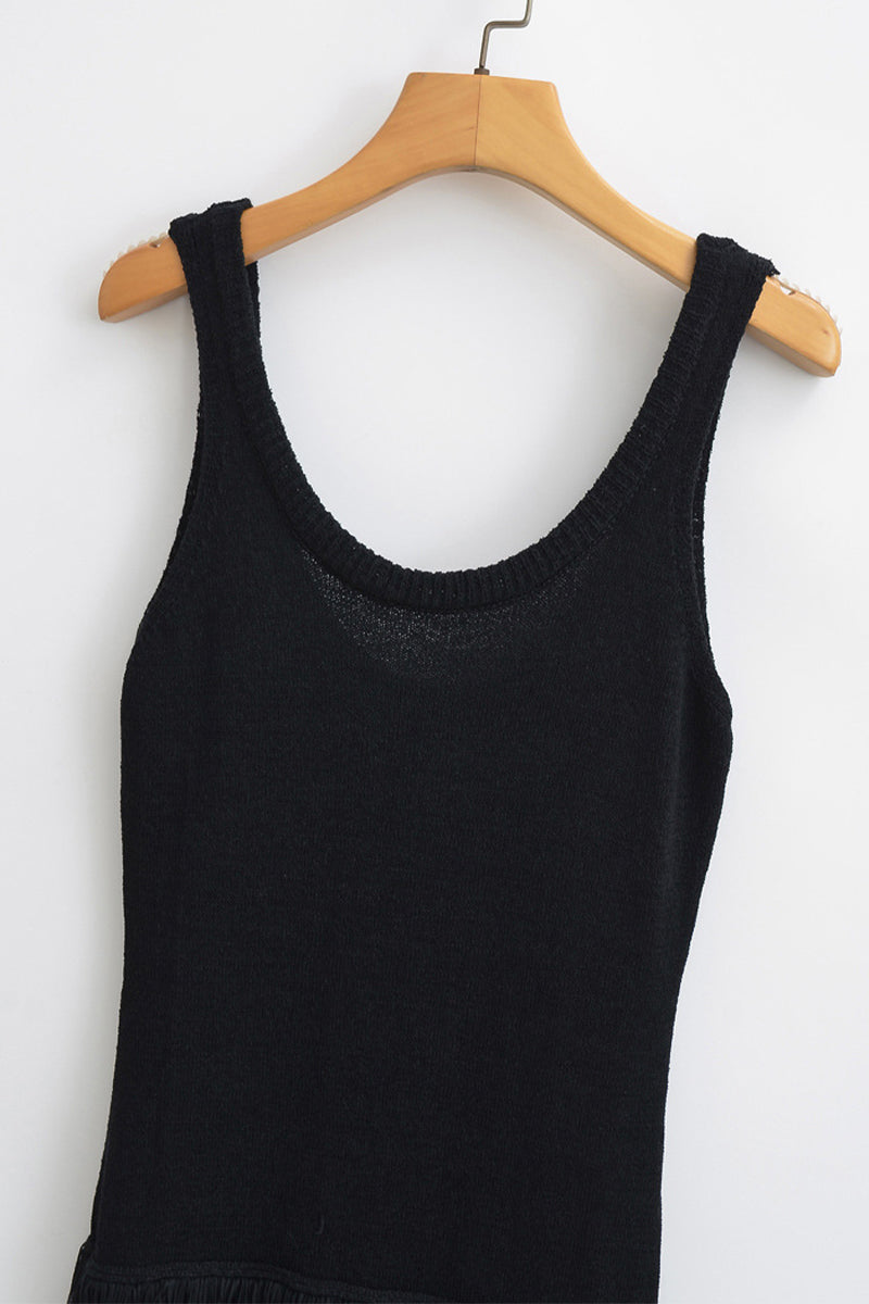 Solid Tassel Backless U Neck Sling Dresses