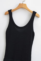 Solid Tassel Backless U Neck Sling Dresses