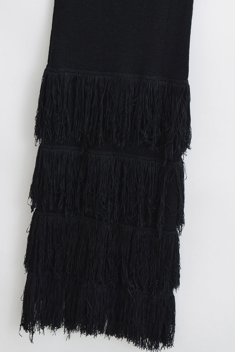Solid Tassel Backless U Neck Sling Dresses