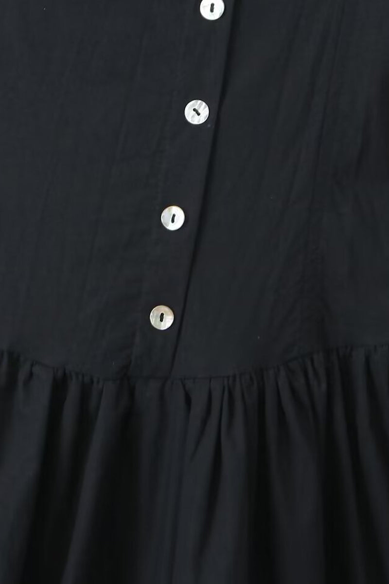 Vacation Solid Buckle Fold Square Collar Waist Skirt Dresses