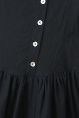 Vacation Solid Buckle Fold Square Collar Waist Skirt Dresses