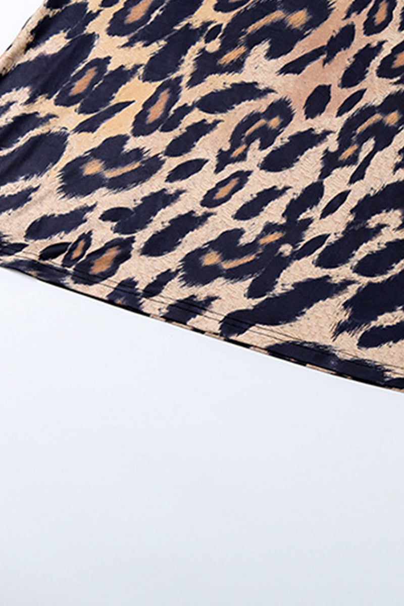 Vintage Print Leopard Bandage Backless Stringy Selvedge V Neck Sleeveless Two Pieces