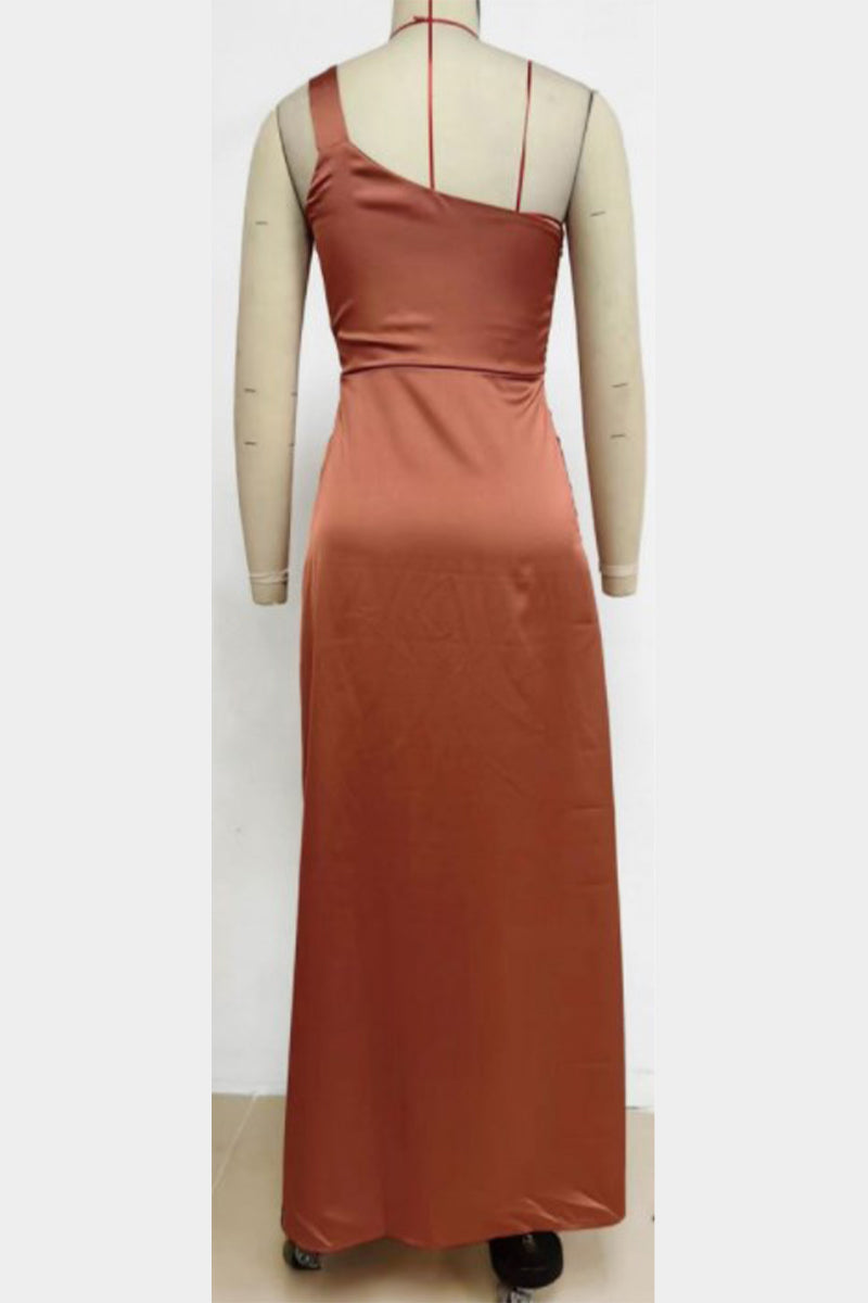 Solid Fold Oblique Collar One Step Skirt Dresses(5 Colors)