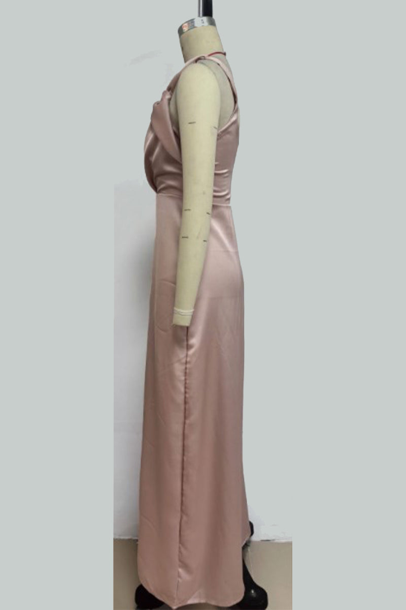 Solid Fold Oblique Collar One Step Skirt Dresses(5 Colors)