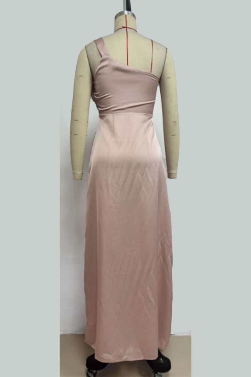 Solid Fold Oblique Collar One Step Skirt Dresses(5 Colors)