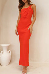 Solid Fold Oblique Collar One Step Skirt Dresses(5 Colors)