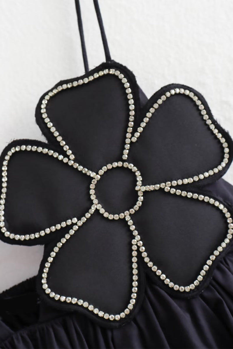 Solid Color Appliques Hot Drill V Neck Tops