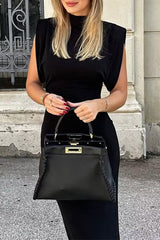 Zipper Half A Turtleneck A Line Dresses