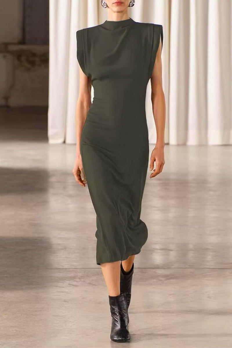 Zipper Half A Turtleneck A Line Dresses
