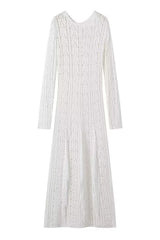 Solid Color Hollow Out Tassel O Neck One Step Skirt Dresses