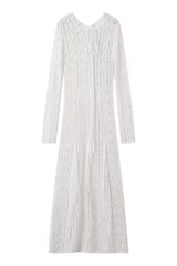 Solid Color Hollow Out Tassel O Neck One Step Skirt Dresses