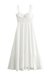 Lace Up Ruched Ruffle Hem V Neck Sling Dresses