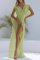 Solid Color See-Through Slit Swimwears Cover Up(3 Colors)