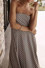 Street Geometric Print Zipper Strapless Strapless Dresses