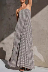 Street Geometric Print Zipper Strapless Strapless Dresses