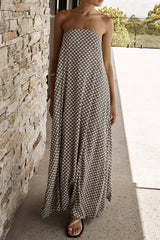 Street Geometric Print Zipper Strapless Strapless Dresses