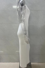 Solid Color Lace Up Backless Halter One Step Skirt Dresses