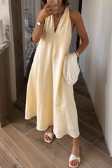 Pocket V Neck Sleeveless Dresses