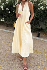 Pocket V Neck Sleeveless Dresses