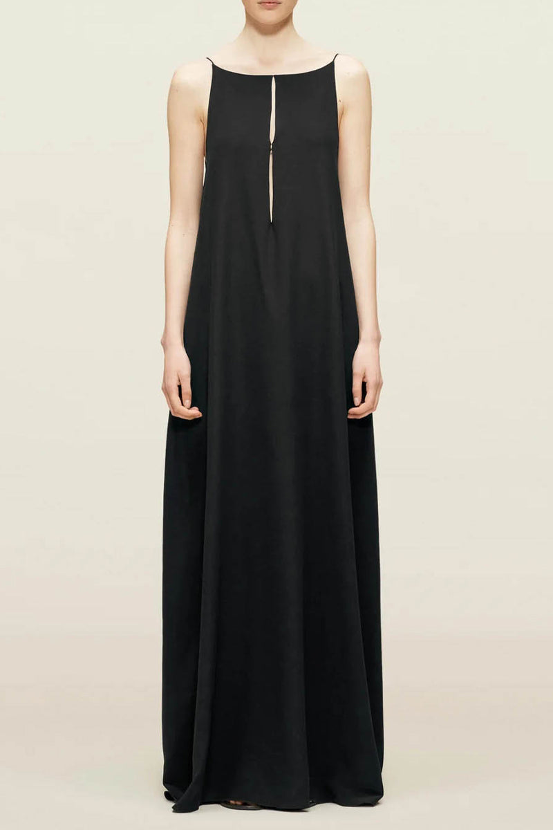 Vacation Solid Color Hollow Out Backless O Neck Sling Dresses