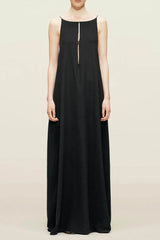 Vacation Solid Color Hollow Out Backless O Neck Sling Dresses