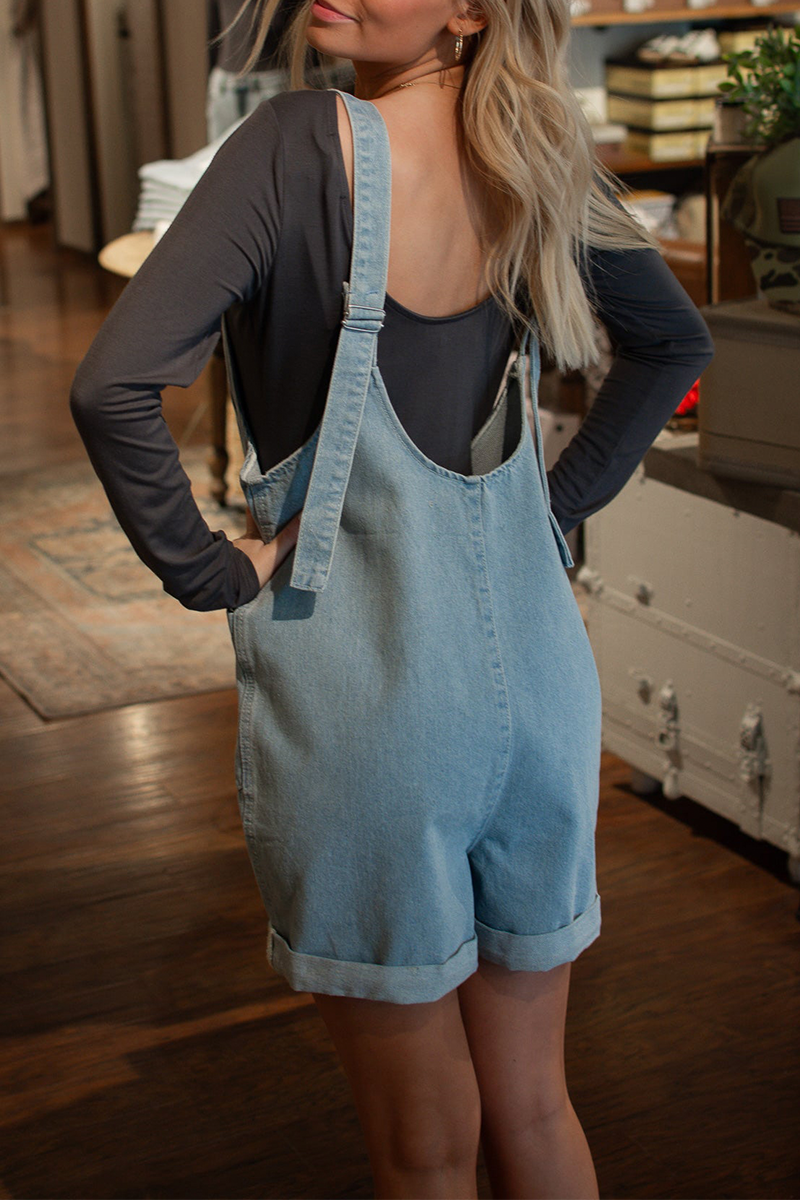Pocket U Neck Sleeveless Loose Denim Jumpsuits