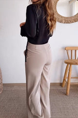 Pocket Buttons V Neck Long Sleeve Two Pieces