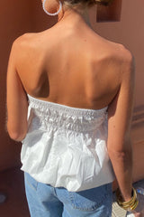 Daily Solid Color Ruffle Strapless Tops