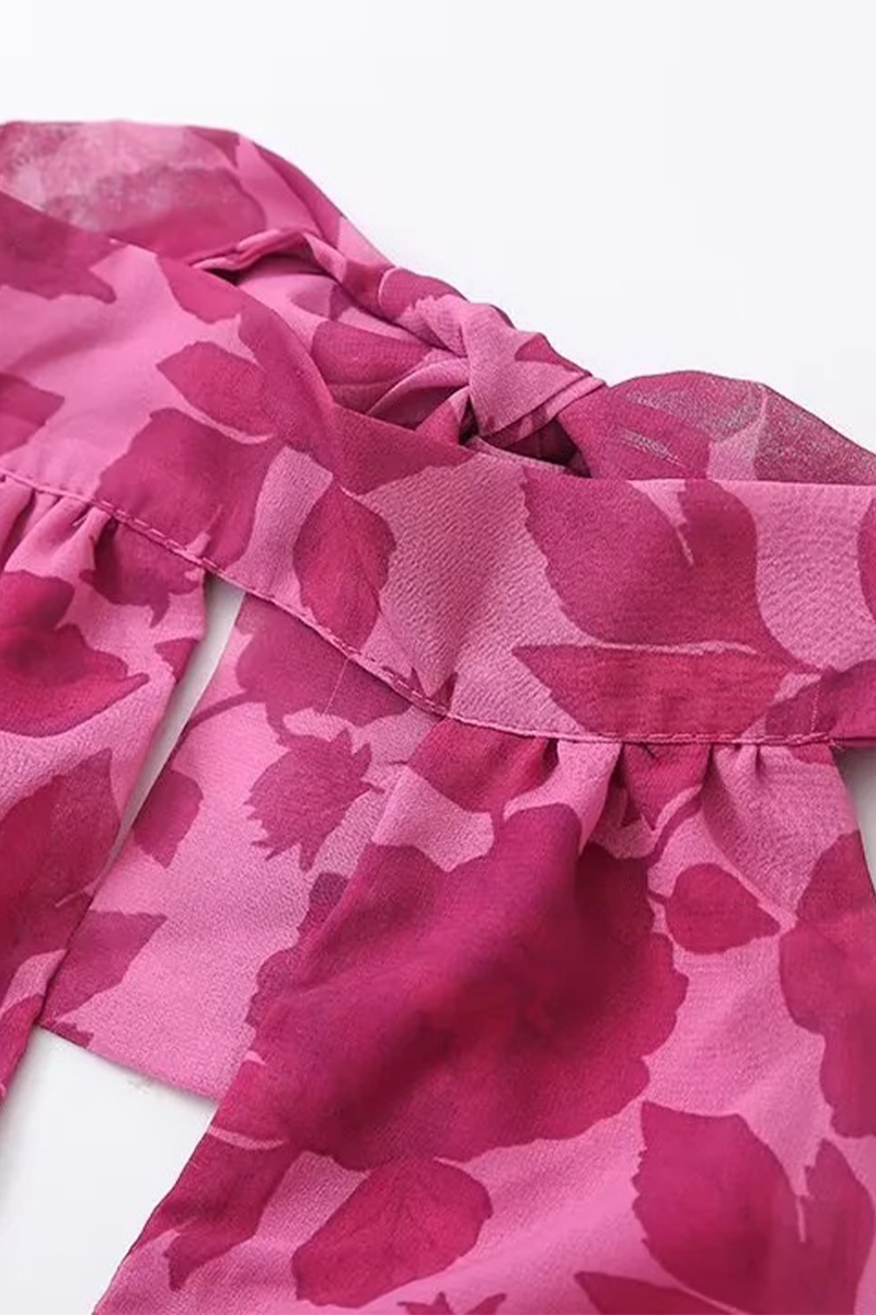 Celebrities Flowers Print Backless Halter One Step Skirt Dresses