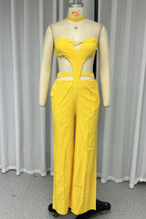 Daily Hollow Out Pocket Strapless Skinny Jumpsuits